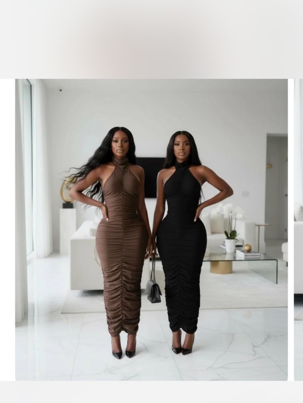 Elegant J Lorriane Bodycon Dress in Brown